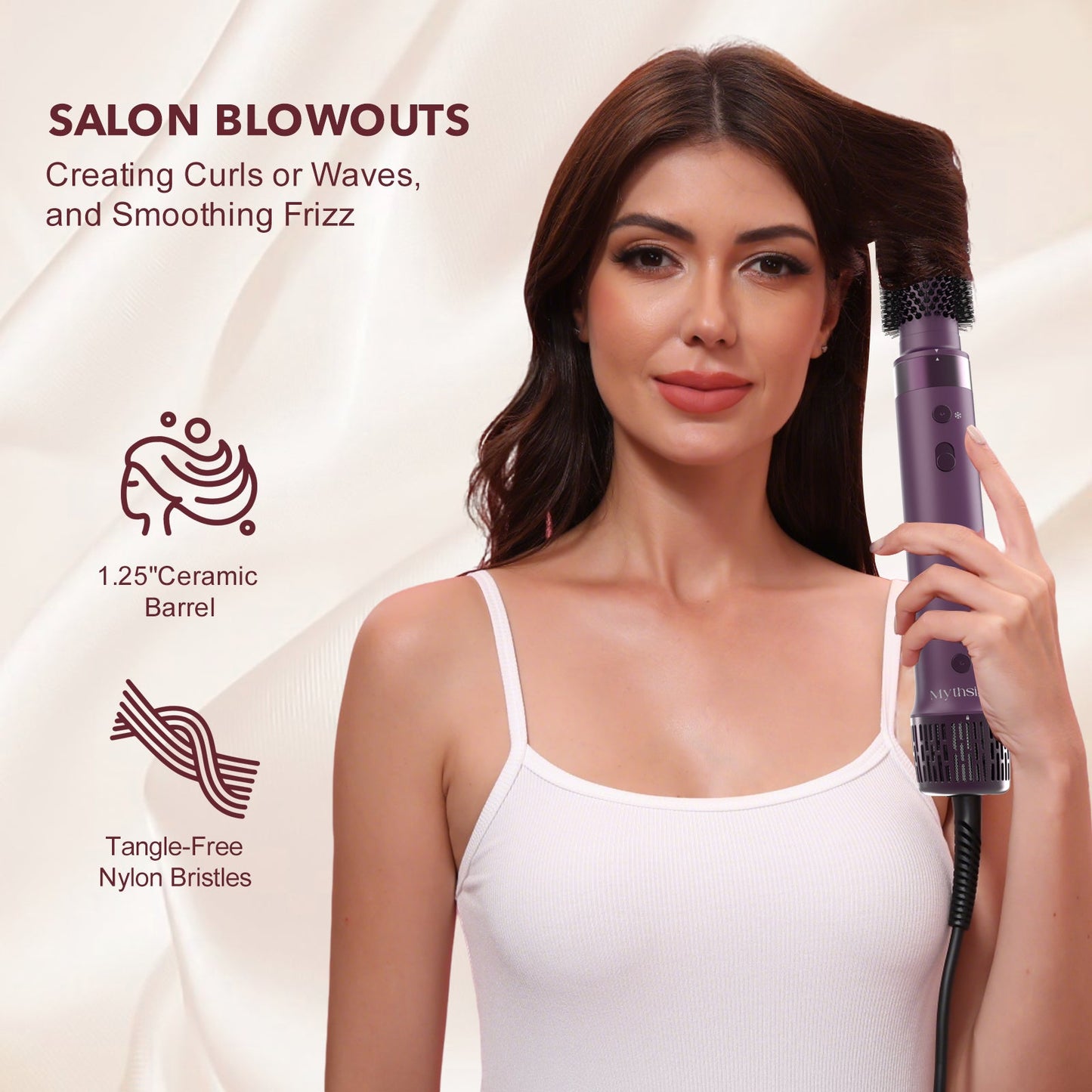 StyleVibe 6-in-1 Multi-Styler, Blow Dryer Brush & Thermal Brush with Auto Wrap Curl L/R, Fast Drying, Smooth Blowouts, Root-Lift Volume, No Heat Damage Frizz-Free Air Styler with Travel Bag (Purple)