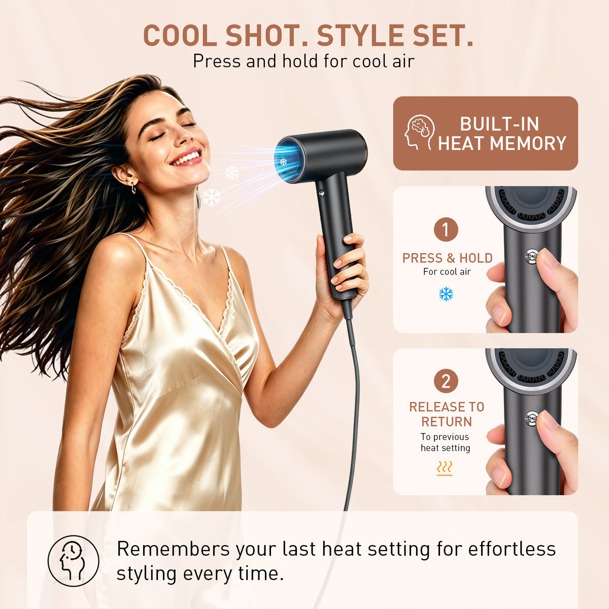 Mythsight StyleVibe High-Speed Ionic Hair Dryer with 3 Attachments 500 Million Negative Ions, Magnetic Diffuser & Nozzle, Comb, 4 Heat Modes, Fast Drying, Frizz Control for All Hair Types